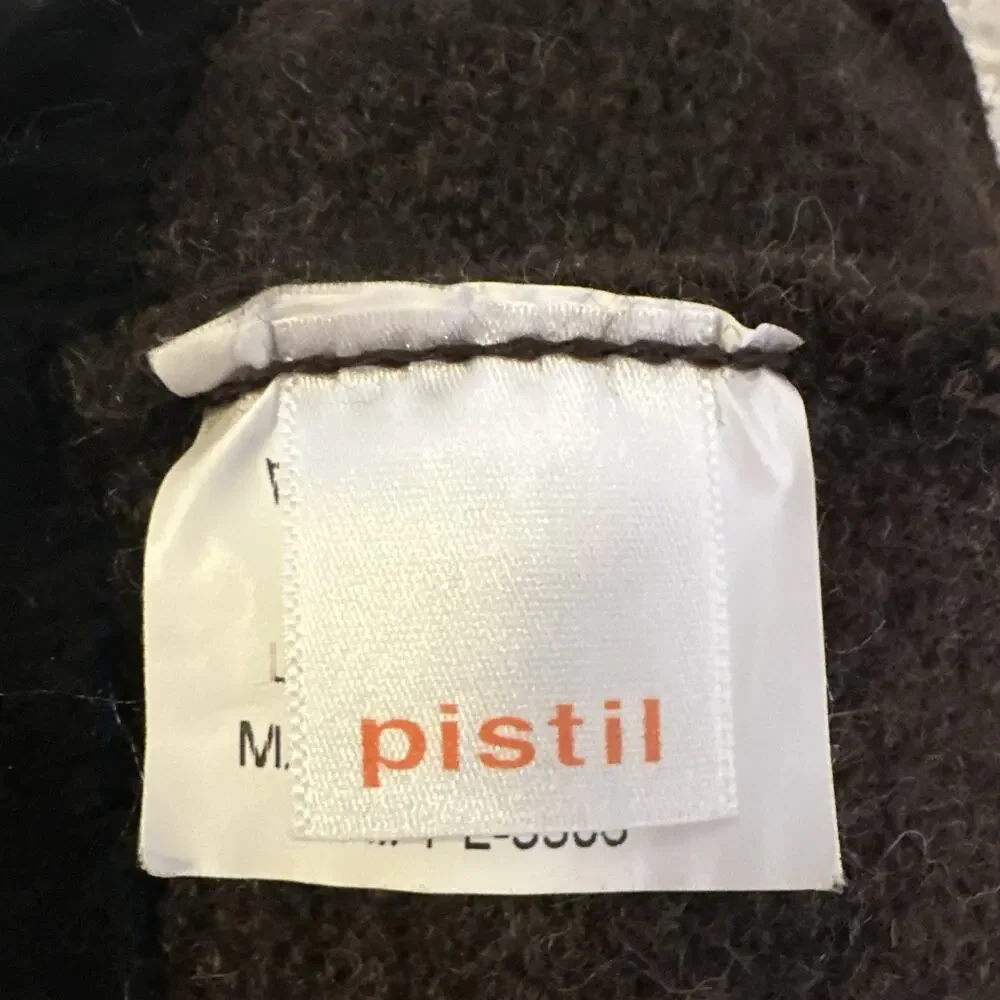 Pistil Brown Wool Beanie Hat Lined Size M Womens Embroidered Bird 100% Wool